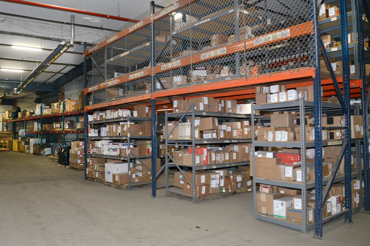 Warehouse with high industrial racking